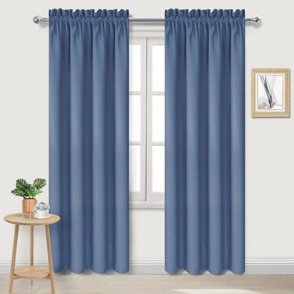 DWCN Blackout Curtains for Bedroom Living Room 42 x 63 Inch Long Black
