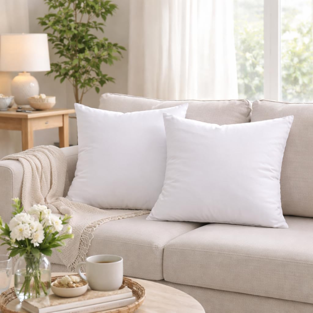 18 x 18 Inch Throw Pillow Inserts – Set of 6 Square Cushions with Polyester Fill for Decorative Pillow Covers