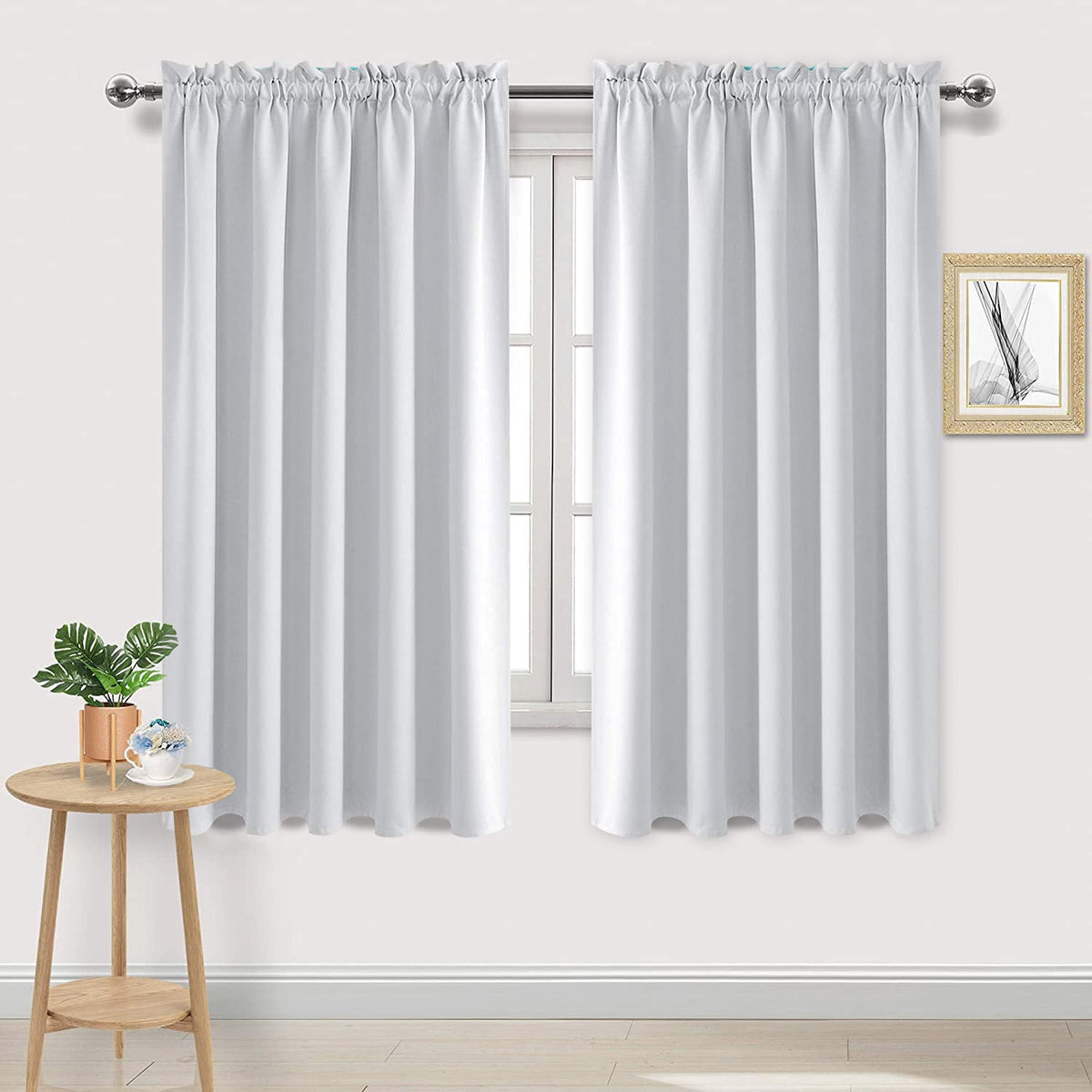 DWCN Blackout Curtains for Bedroom Living Room 42 x 63 Inch Long Black
