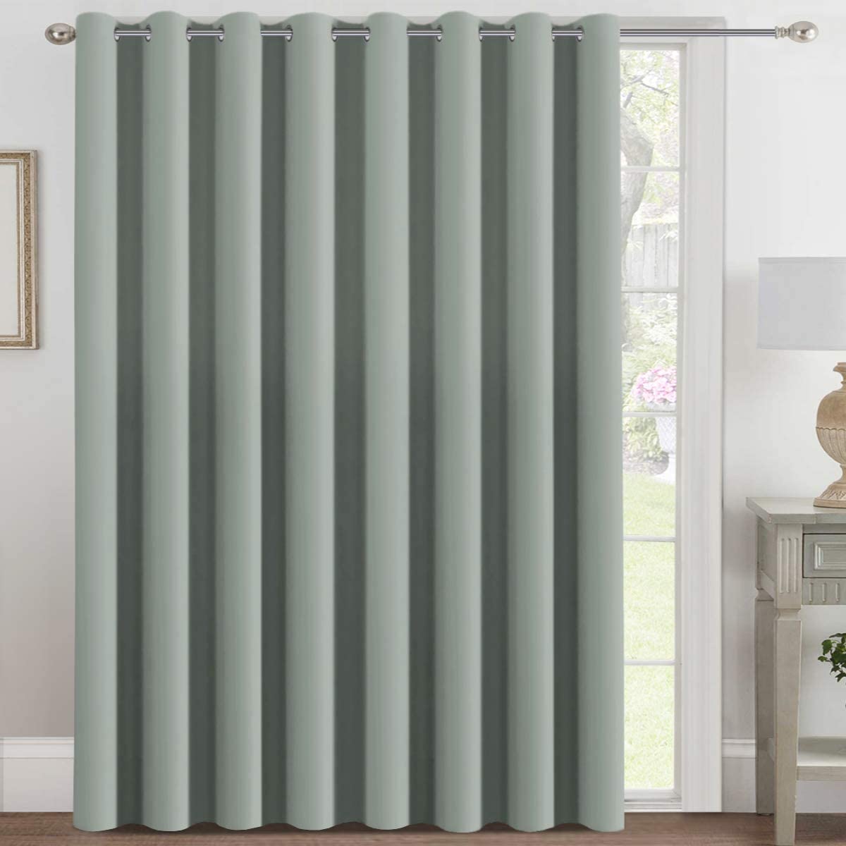 H.VERSAILTEX 100% Blackout Curtains for Bedroom Black Out Curtains 96 inch Thermal Insulated Long Blackout Curtains for Living Room, Energy Saving Curtains for Patio Door Grommet (1 Panel, Jet Black)