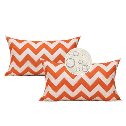 All Smiles Outdoor Waterproof Throw Pillow Covers 18X18 Set of 4,Orange Decorative Cushion Covers Boho Decorations Outside for Patio Furniture Porch Seat Chair Couch Sofa Living Room Geometric