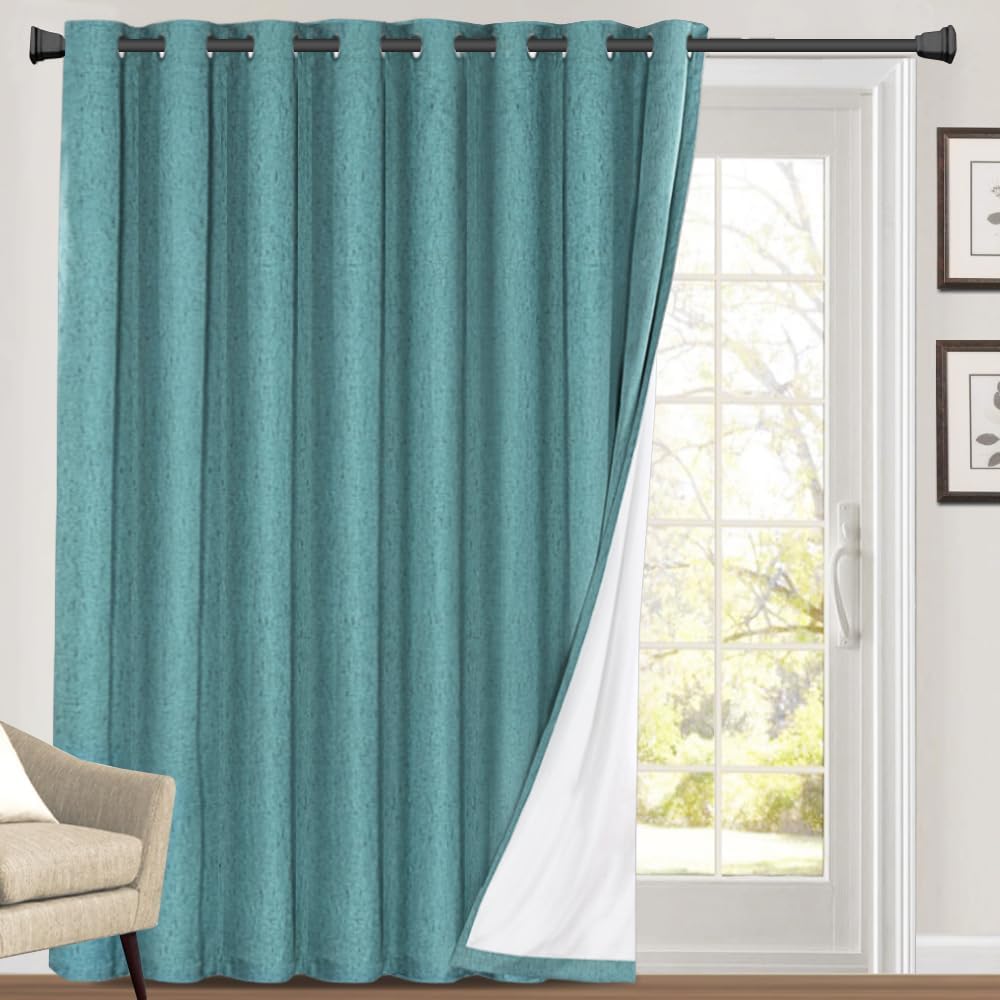 PrinceDeco Natural Linen Curtains 100% Blackout Linen Curtains for Bedroom Full Blackout Curtains 84 Inches Long Living Room Thermal Insulated Light Blocking Curtain Drapes White Backing, 2 Panels