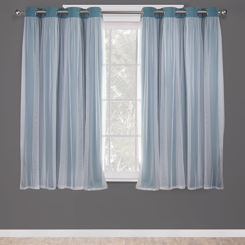 TOWN & COUNTRY LUXE Talia Double Layer Indoor Curtains, Sheer and Room Darkening Blackout, Grommet Top, Energy Efficient, 2-Pack Set, 52"x84", Rose Blush