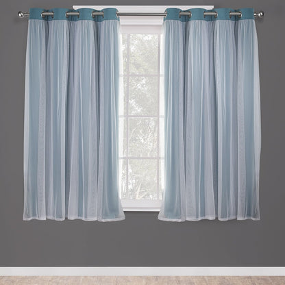 TOWN & COUNTRY LUXE Talia Double Layer Indoor Curtains, Sheer and Room Darkening Blackout, Grommet Top, Energy Efficient, 2-Pack Set, 52"x84", Rose Blush