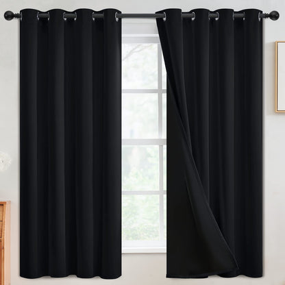 SimpleHome Cream 100% Blackout Curtains Room Darkening Living Room 84 Inch