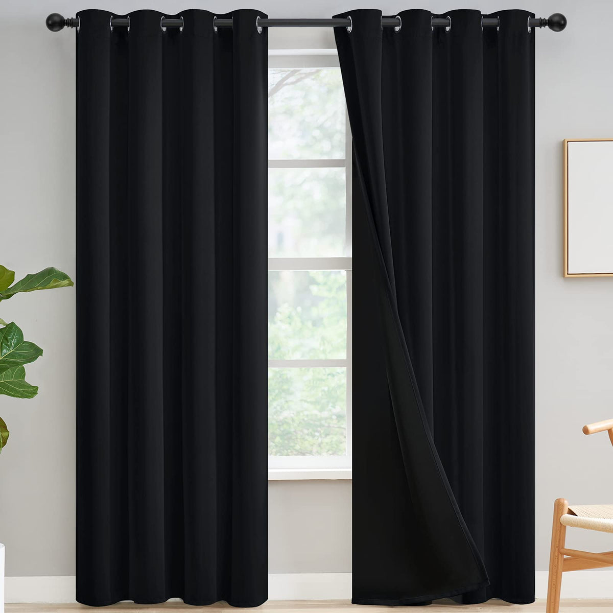 Yakamok Burgundy Red Blackout Curtains 84 inches Long for Bedroom 38" Wide