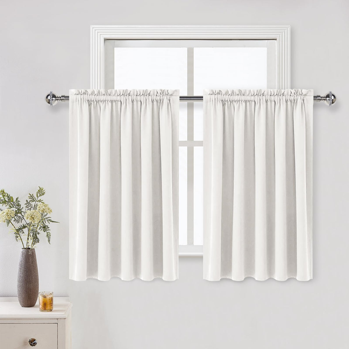 DWCN Blackout Curtains for Bedroom Living Room 42 x 63 Inch Long Black
