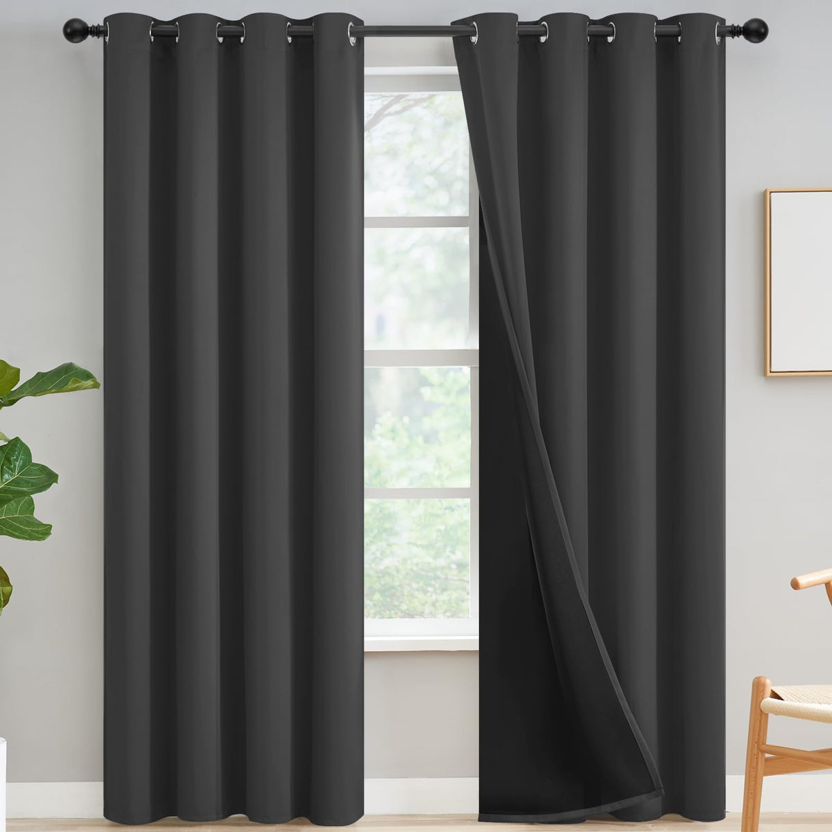 Yakamok Burgundy Red Blackout Curtains 84 inches Long for Bedroom 38" Wide
