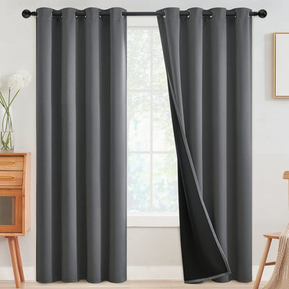 SimpleHome Cream 100% Blackout Curtains Room Darkening Living Room 84 Inch