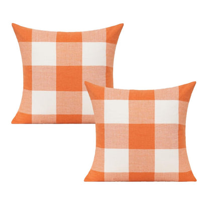 VAKADO Outdoor Plaid Throw Pillow Covers 18x18 Set of 2, Black & White