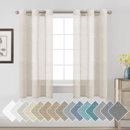 H.VERSAILTEX Natural Linen Sheer Curtains 84" 2 Panels Grommet