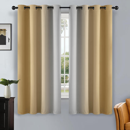 SimpleHome Ombre Black to Grey White Curtains for Living Room 52Wx84L