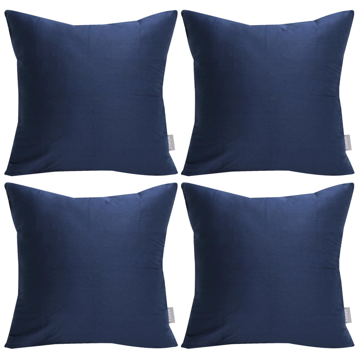 Thmyo 4-Pack 100% Cotton Solid Decorative Throw Pillow Case 18x18 Orange