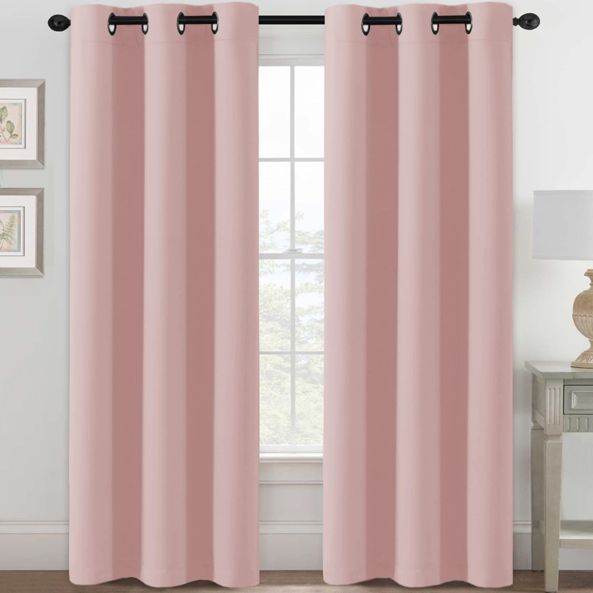 H.VERSAILTEX Blackout Curtains for Bedroom Thermal Insulated Room Darkening Living Room Curtains 63 Inch Long Grommet Privacy Protection Window Curtain Panels/Drapes for Nursery,2 Panels,Ivory/Cream