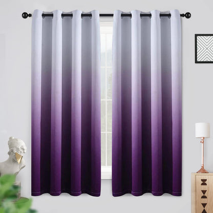 COSVIYA Grommet Room Darkening Ombre Purple Curtains W52xL63 inch
