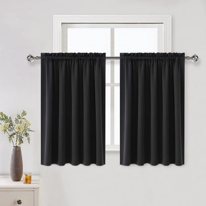 DWCN Blackout Curtains for Bedroom Living Room 42 x 63 Inch Long Black