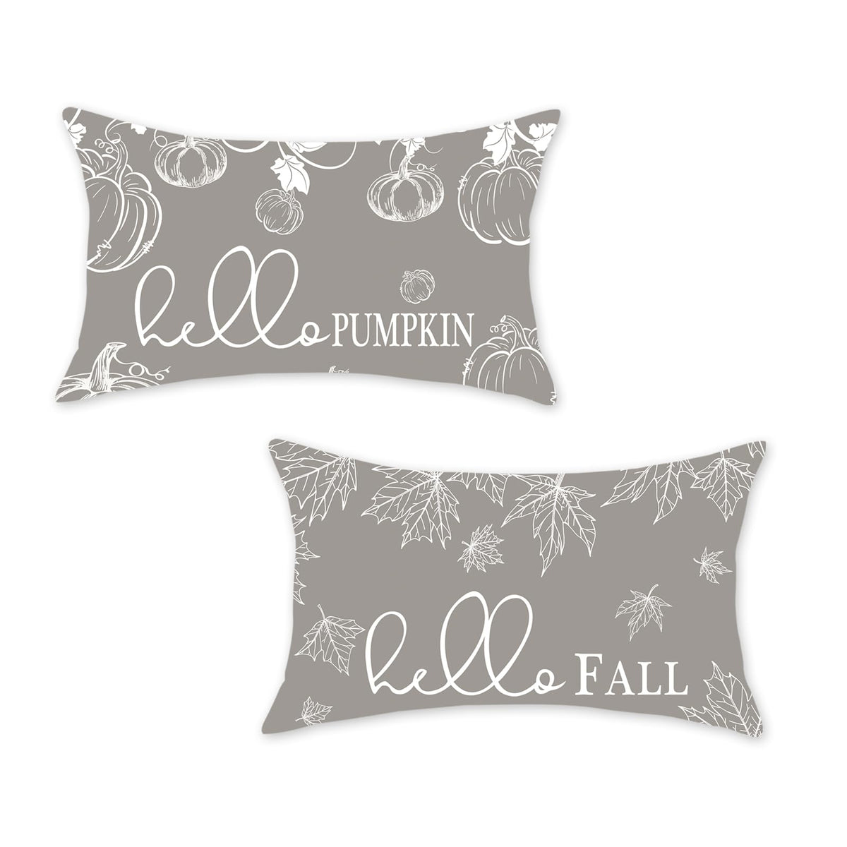 ONWAY Fall Throw Pillow Covers 12x20 Set of 2 Hello Fall Pumpkin Orange