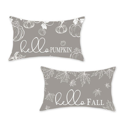 ONWAY Fall Throw Pillow Covers 12x20 Set of 2 Hello Fall Pumpkin Orange