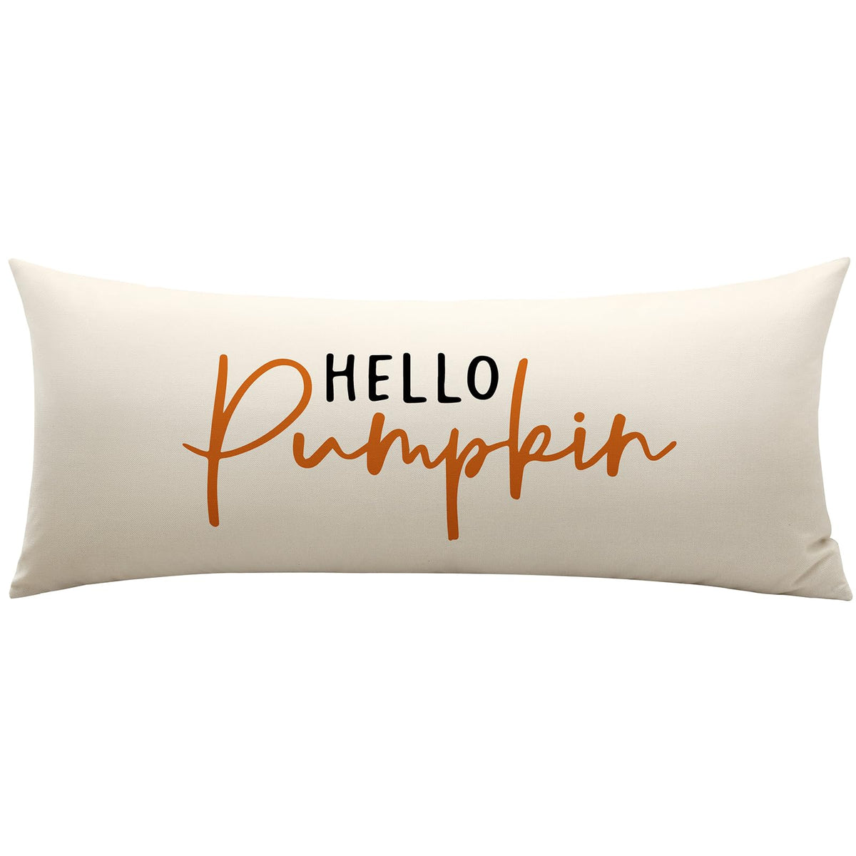 Artscope Hello Pumpkin Beige Lumbar Throw Pillow Cover 12x20 Inch Fall Decoration Cushion Cover Thanksgiving Farmhouse Pillow Case for Home Sofa Couch Decor