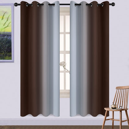 Yakamok Ombre Curtains Blue and Greyish White for Living Room,52Wx84L