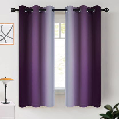COSVIYA Grommet Room Darkening Ombre Purple Curtains W52xL63 inch