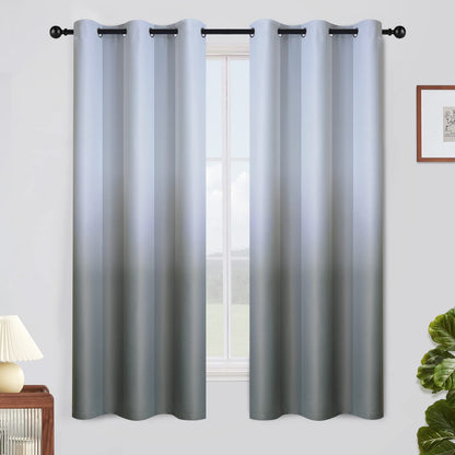 SimpleHome Ombre Black to Grey White Curtains for Living Room 52Wx84L