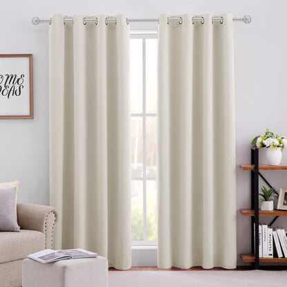 HOMEIDEAS Blackout Curtains for Bedroom 52 X 84 Inch Long 2 Panels Set Light Grey/Gray Room Darkening Curtains/Drapes, Soundproof Thermal Grommet Window Curtains for Living Room