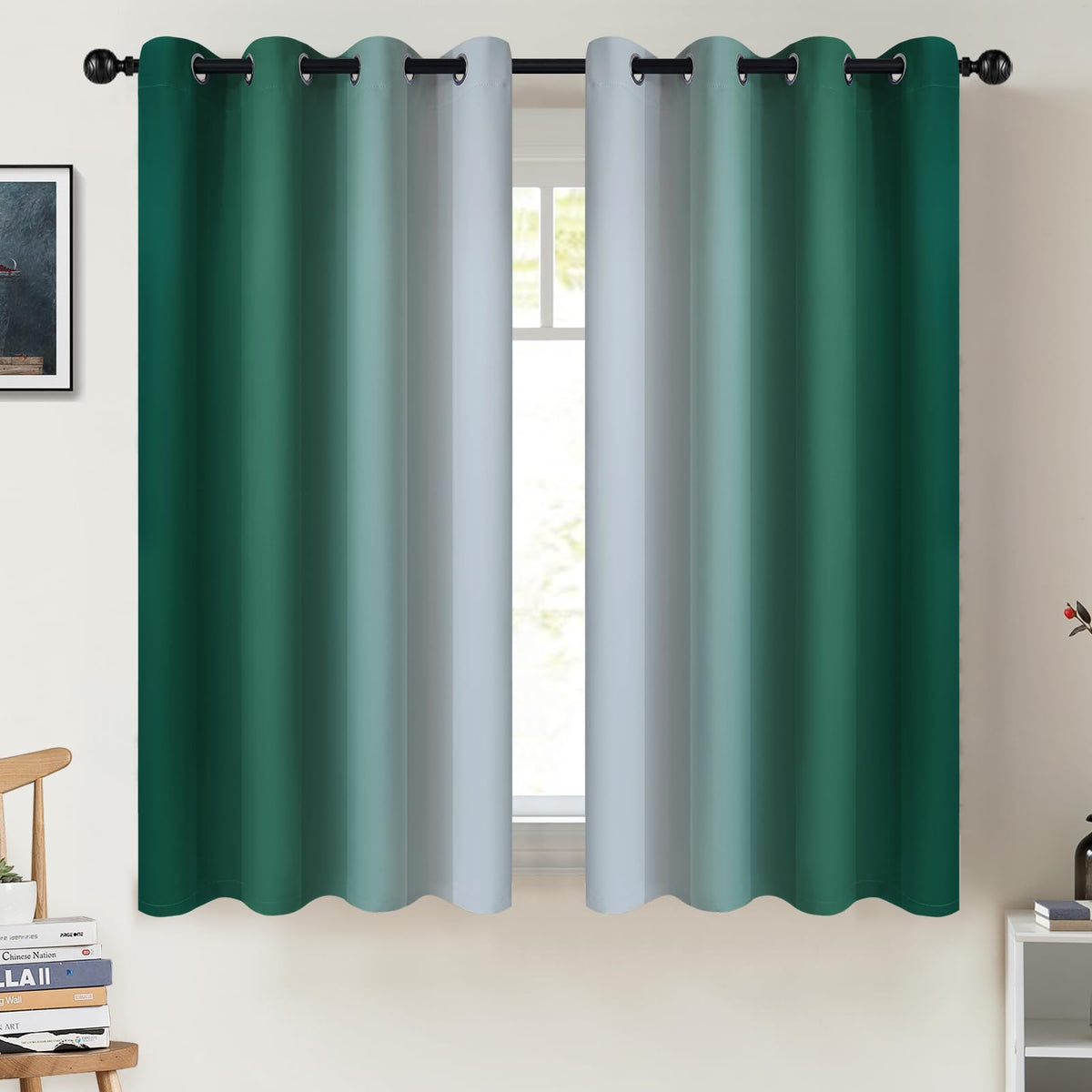 COSVIYA Grommet Room Darkening Ombre Purple Curtains W52xL63 inch