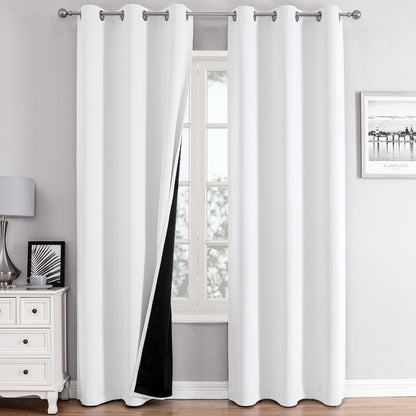 ChrisDowa 100% Blackout Curtains for Bedroom 63 Inch Long with Black Liner