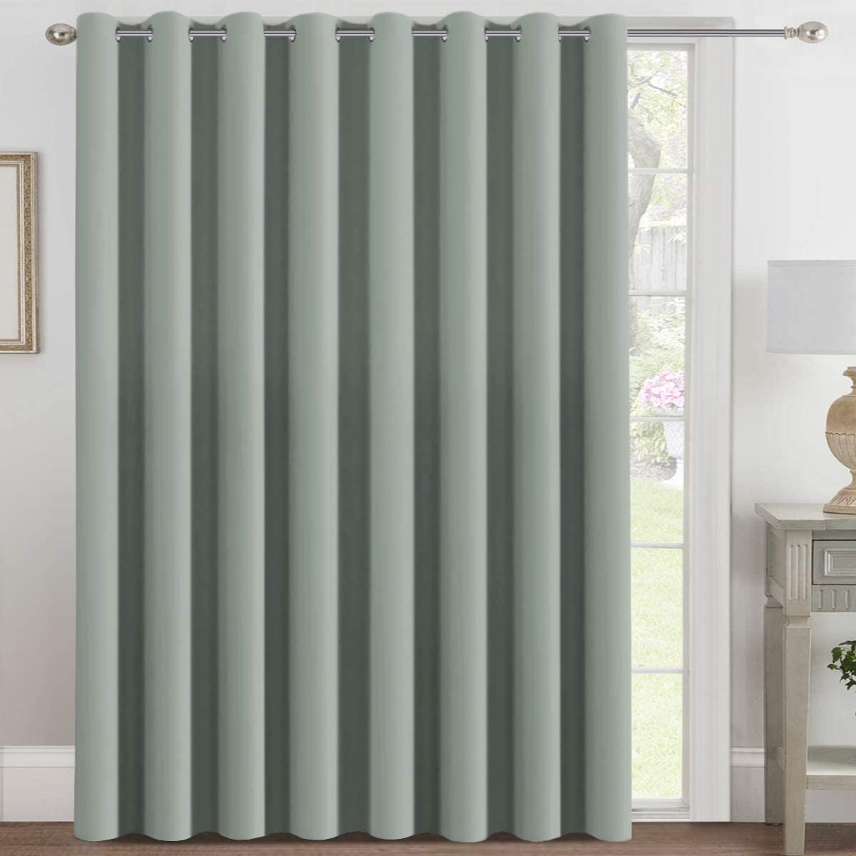 H.VERSAILTEX 100% Blackout Curtains for Bedroom Black Out Curtains 96 inch Thermal Insulated Long Blackout Curtains for Living Room, Energy Saving Curtains for Patio Door Grommet (1 Panel, Jet Black)