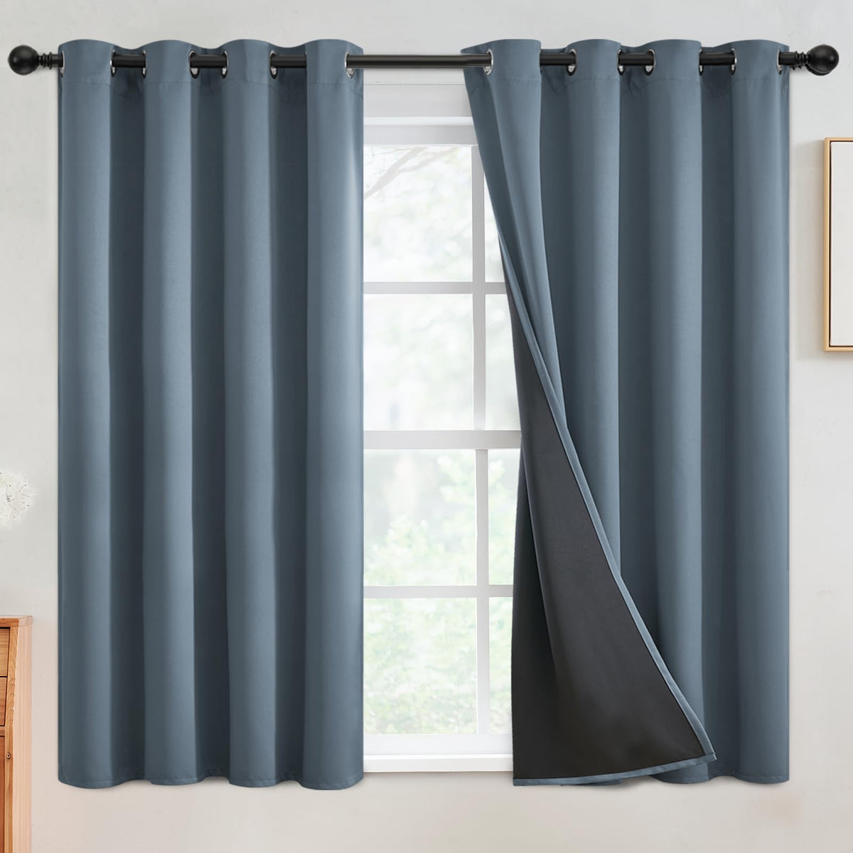SimpleHome Cream 100% Blackout Curtains Room Darkening Living Room 84 Inch