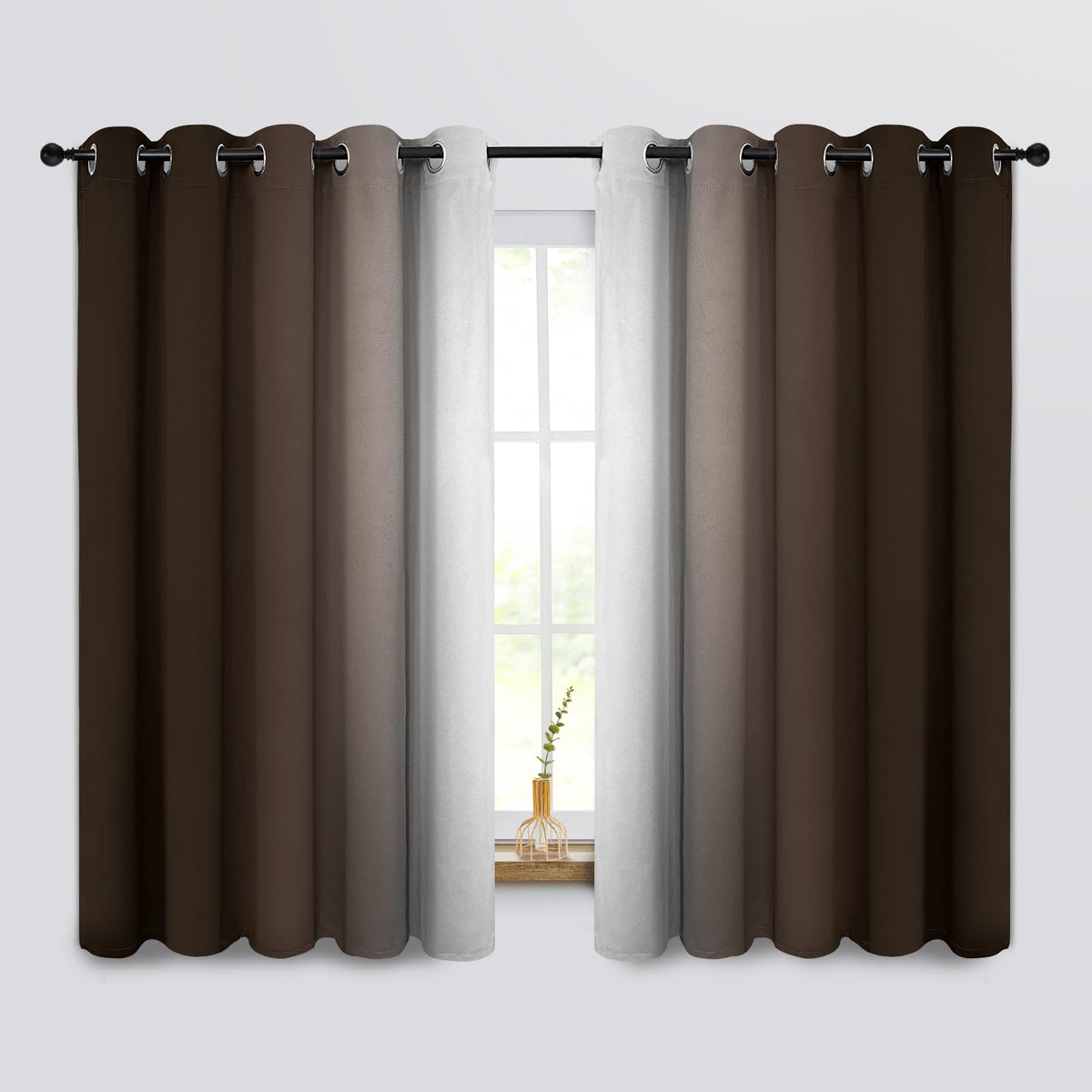 COSVIYA Grommet Room Darkening Ombre Purple Curtains W52xL63 inch