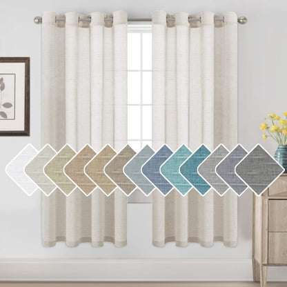 H.VERSAILTEX Natural Linen Sheer Curtains 84" 2 Panels Grommet