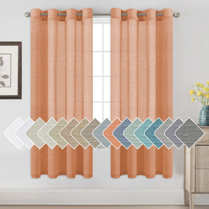 H.VERSAILTEX Natural Linen Sheer Curtains 84" 2 Panels Grommet