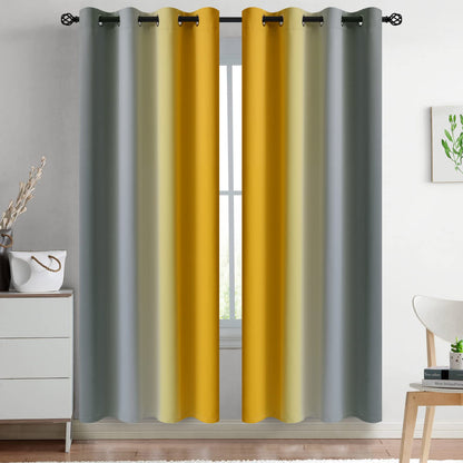 Yakamok Ombre Curtains Blue and Greyish White for Living Room,52Wx84L