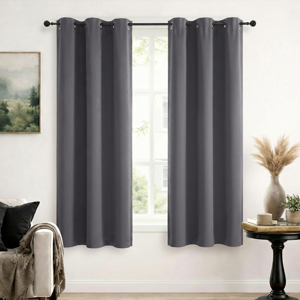 Simplebrand Sage Green Blackout Curtains 84 Inch Length 2 Panels Set for Bedroom/Living Room, Solid Room Darkening Thermal Insulated Grommet Energy Saving Window Treatment Drapes, Each 52" Wide