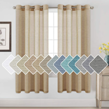 H.VERSAILTEX Natural Linen Sheer Curtains 84" 2 Panels Grommet