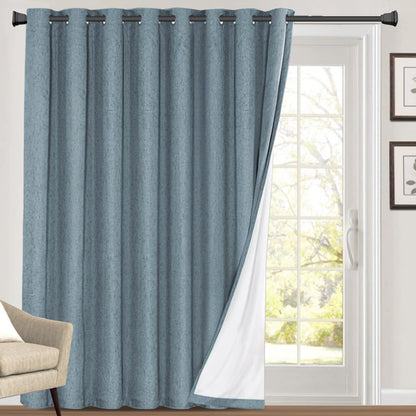 PrinceDeco Natural Linen Curtains 100% Blackout Linen Curtains for Bedroom Full Blackout Curtains 84 Inches Long Living Room Thermal Insulated Light Blocking Curtain Drapes White Backing, 2 Panels