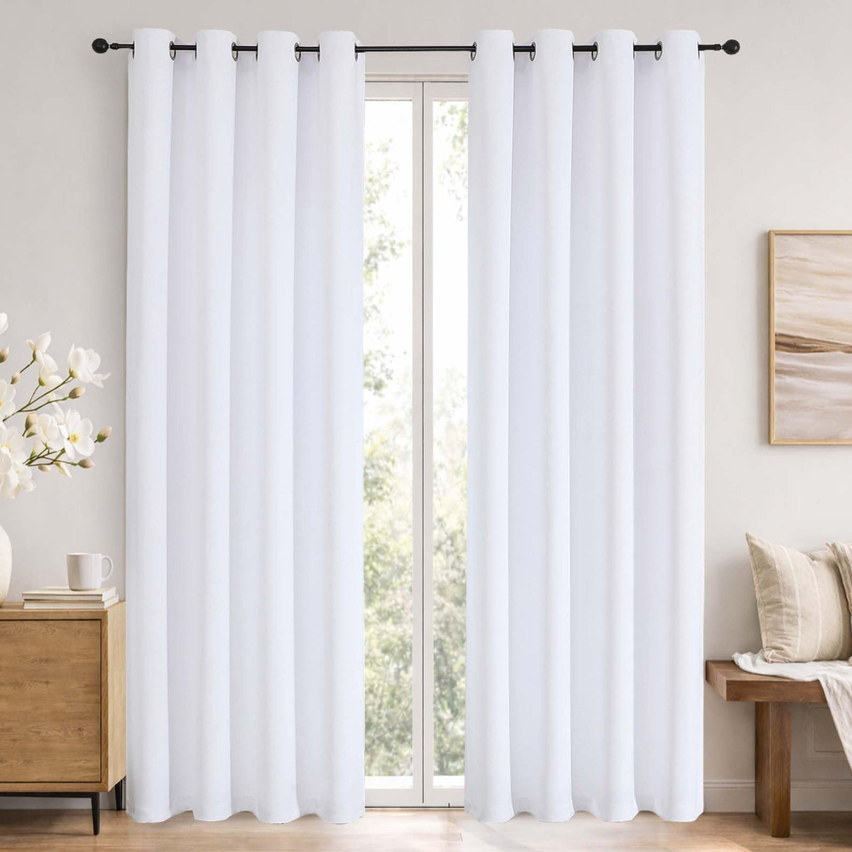 Simplebrand Sage Green Blackout Curtains 84 Inch Length 2 Panels Set for Bedroom/Living Room, Solid Room Darkening Thermal Insulated Grommet Energy Saving Window Treatment Drapes, Each 52" Wide