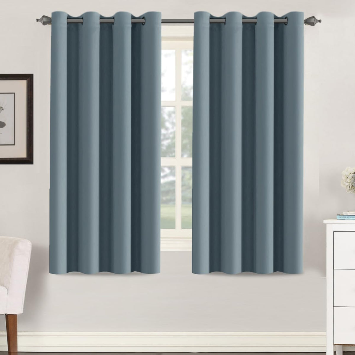 H.VERSAILTEX Blackout Curtains for Bedroom Thermal Insulated Room Darkening Living Room Curtains 63 Inch Long Grommet Privacy Protection Window Curtain Panels/Drapes for Nursery,2 Panels,Ivory/Cream