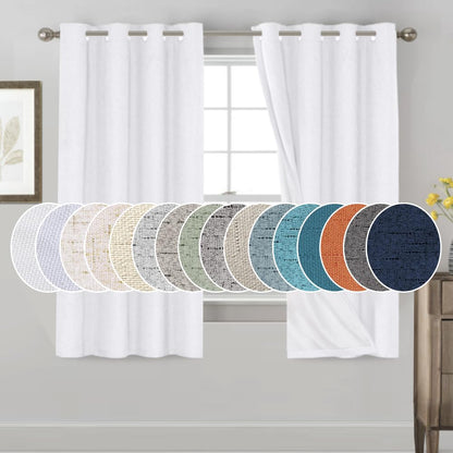PrinceDeco Natural Linen Curtains 100% Blackout Linen Curtains for Bedroom Full Blackout Curtains 84 Inches Long Living Room Thermal Insulated Light Blocking Curtain Drapes White Backing, 2 Panels