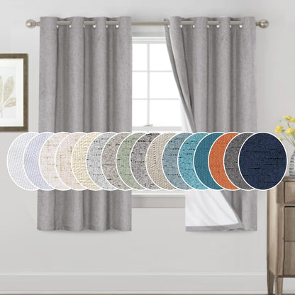 PrinceDeco Natural Linen Curtains 100% Blackout Linen Curtains for Bedroom Full Blackout Curtains 84 Inches Long Living Room Thermal Insulated Light Blocking Curtain Drapes White Backing, 2 Panels