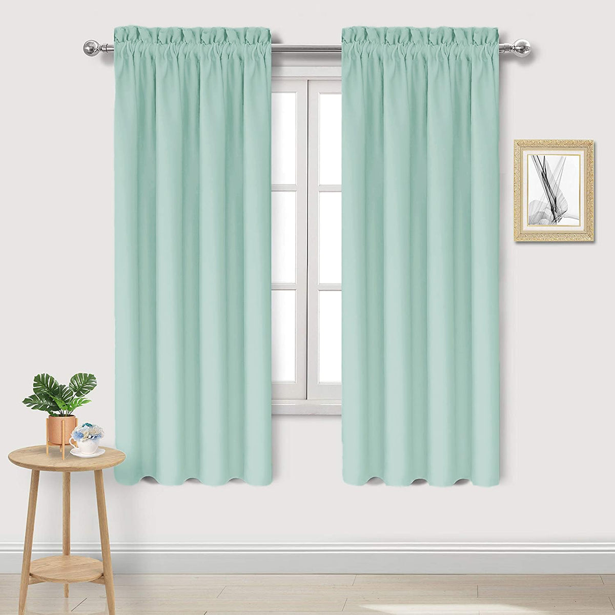 DWCN Blackout Curtains for Bedroom Living Room 42 x 63 Inch Long Black