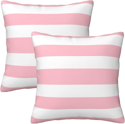 Pink and White Stripes Farmhouse Throw Pillow Covers 18x18 Inch Pillow Case Soft Cushion Pillow Covers Set of 2 for Sofa Bedroom Chair Living Room Home Decorative
