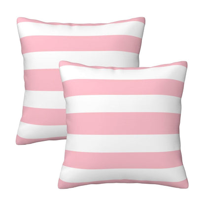 Pink and White Stripes Farmhouse Throw Pillow Covers 18x18 Inch Pillow Case Soft Cushion Pillow Covers Set of 2 for Sofa Bedroom Chair Living Room Home Decorative