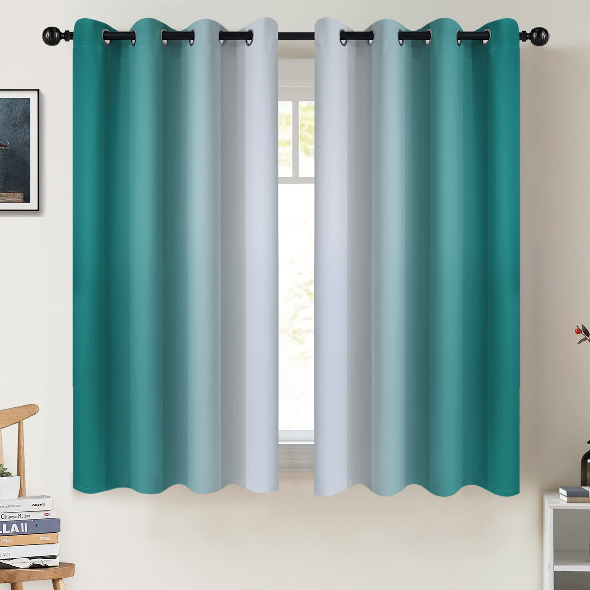 COSVIYA Grommet Room Darkening Ombre Purple Curtains W52xL63 inch