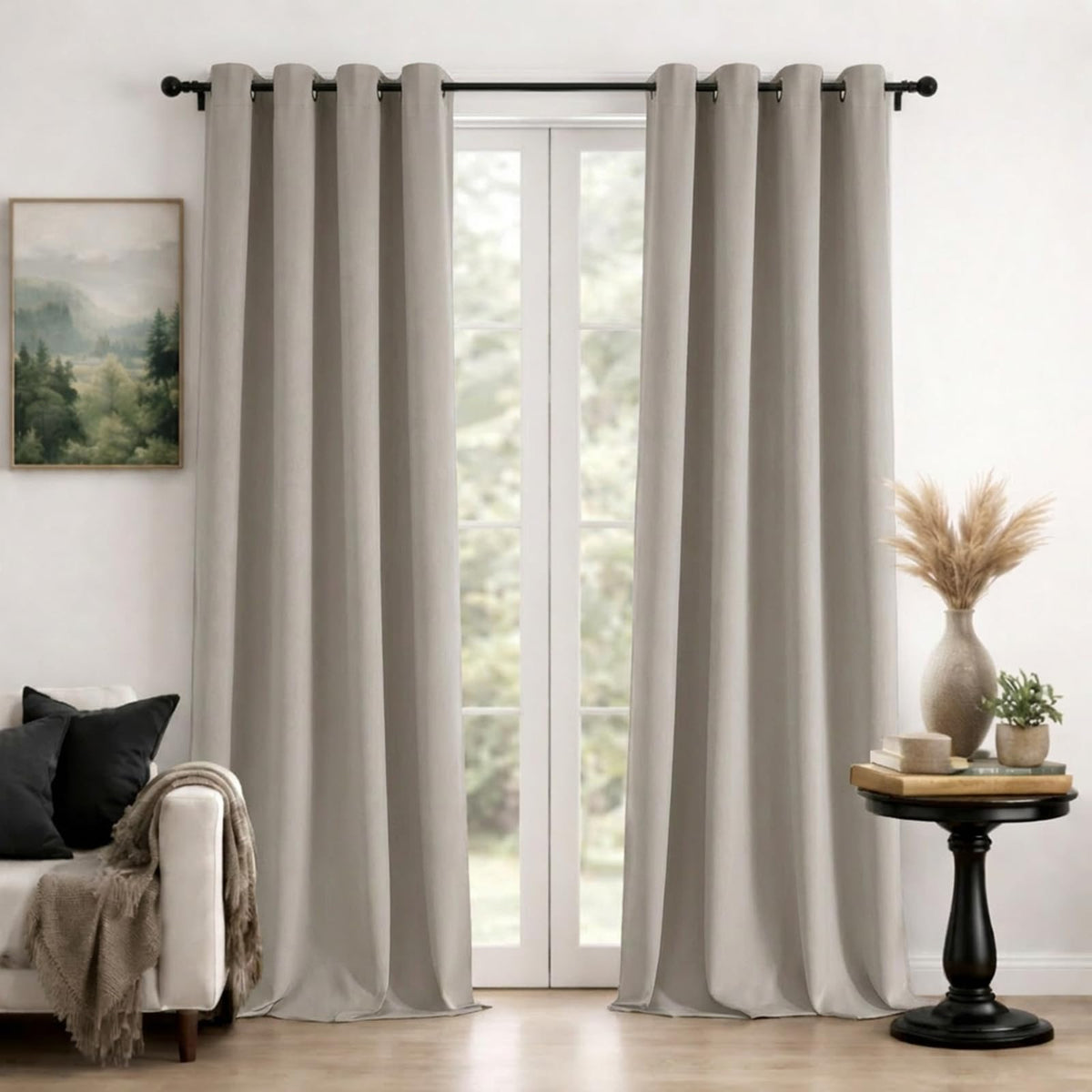 Simplebrand Sage Green Blackout Curtains 84 Inch Length 2 Panels Set for Bedroom/Living Room, Solid Room Darkening Thermal Insulated Grommet Energy Saving Window Treatment Drapes, Each 52" Wide