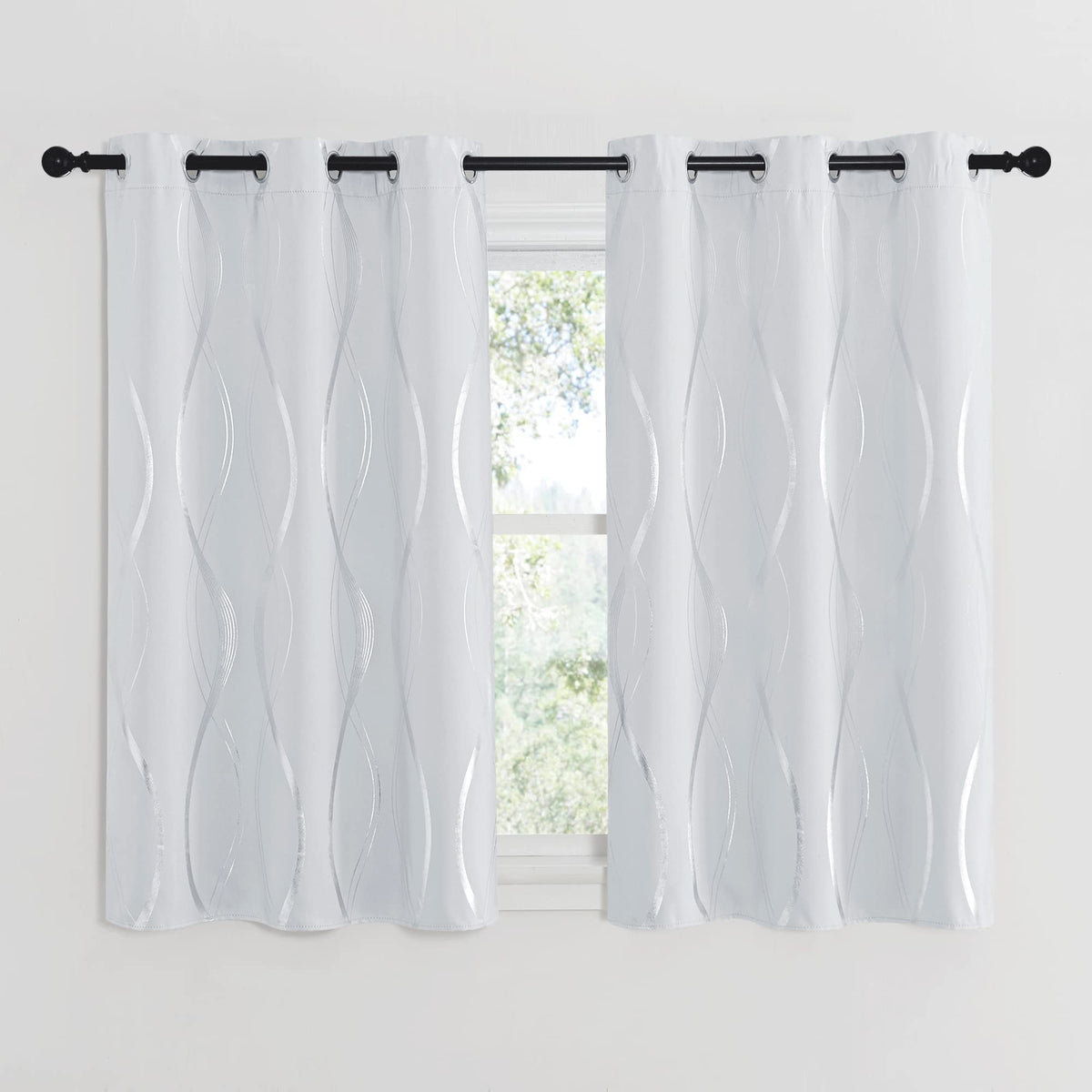 NICETOWN Grey Blackout Striped Pattern Curtains for Living Room, 52 x 84
