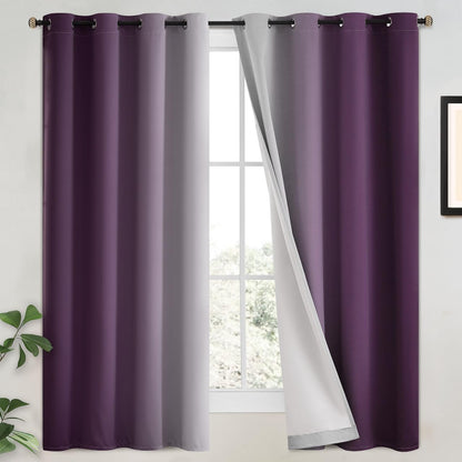Yakamok Ombre Curtains Blue and Greyish White for Living Room,52Wx84L