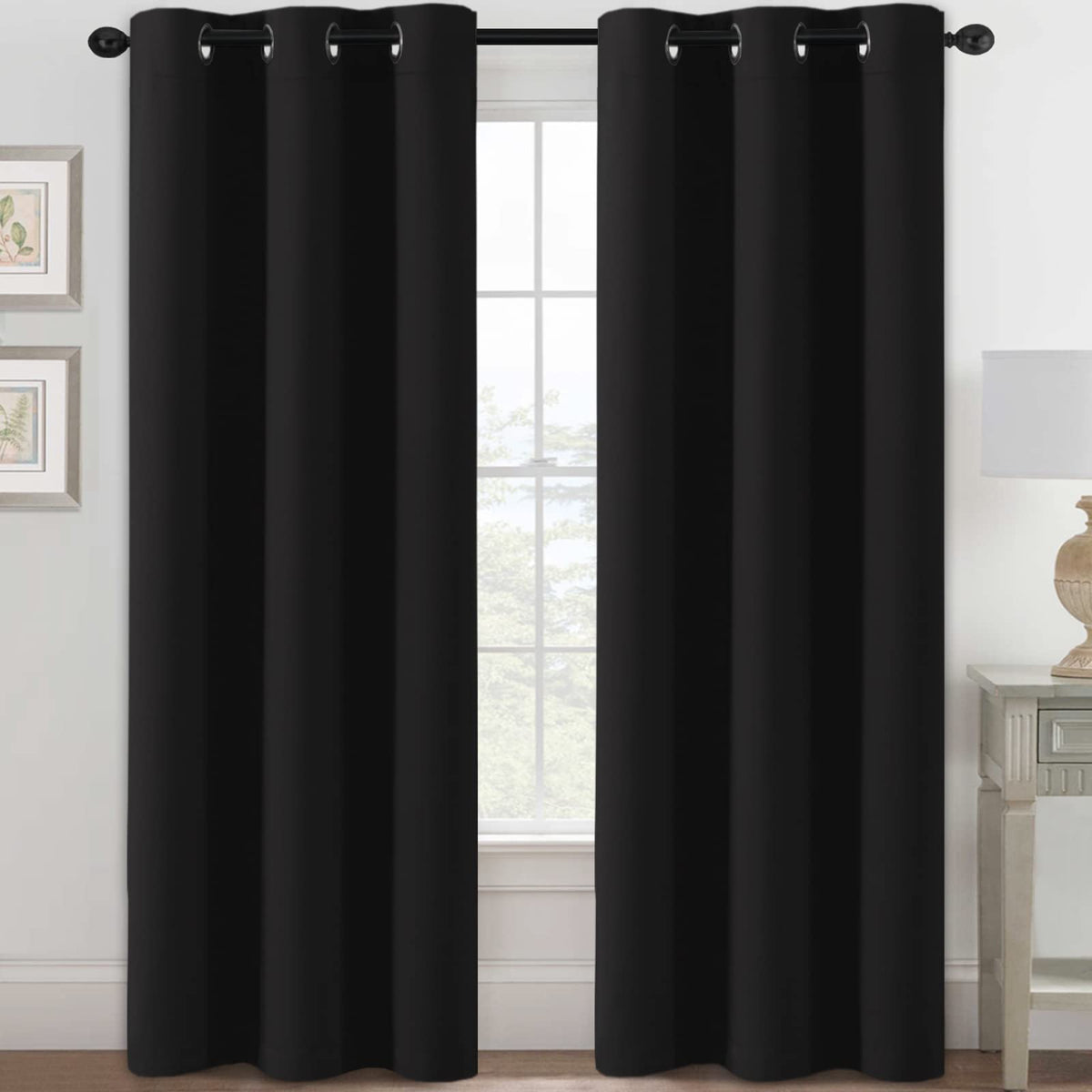H.VERSAILTEX Blackout Curtains for Bedroom Thermal Insulated Room Darkening Living Room Curtains 63 Inch Long Grommet Privacy Protection Window Curtain Panels/Drapes for Nursery,2 Panels,Ivory/Cream